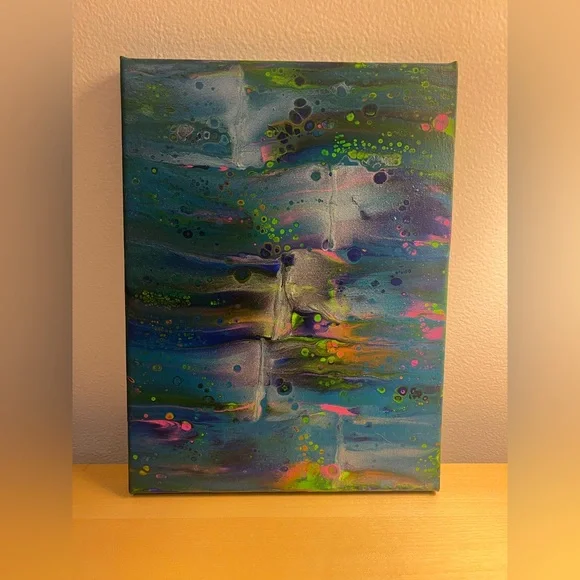 Abstract Blue and Green Canvas Art - Picture 3 of 4